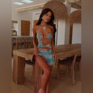 NwT: OUTCAST Brown Niki Mini Dress Opal Topaz🔥